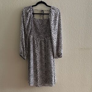 A Pea in the Pod Black and White Floral Smocked Maternity Dress